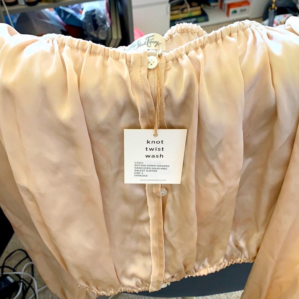 NWT Love Shack Fancy Off Shoulder Silk Top